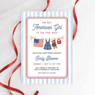 All American Girl Patriotische Babyparty Einladung