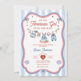 All American Girl Patriotischer Baby-Empfang Alles Einladung