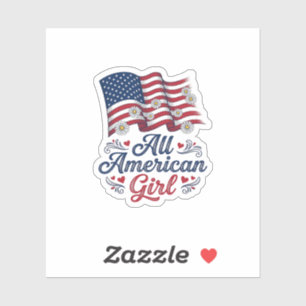 All American Girl Patriotisches Gänseblümchen-Flag Aufkleber