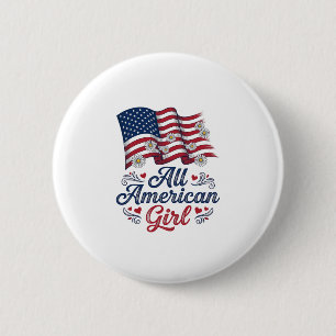 All American Girl Patriotisches Gänseblümchen-Flag Button