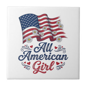 All American Girl Patriotisches Gänseblümchen-Flag Fliese