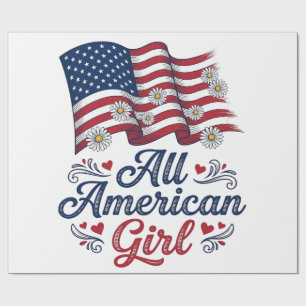 All American Girl Patriotisches Gänseblümchen-Flag Geschenkpapier