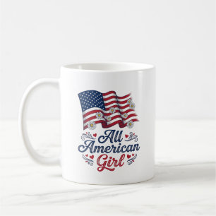 All American Girl Patriotisches Gänseblümchen-Flag Kaffeetasse