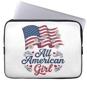 All American Girl Patriotisches Gänseblümchen-Flag Laptopschutzhülle
