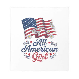 All American Girl Patriotisches Gänseblümchen-Flag Notizblock