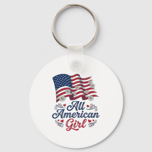 All American Girl Patriotisches Gänseblümchen-Flag Schlüsselanhänger
