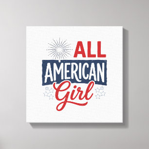 All American Girl Patriotisches Vintage-Shirt-Desi Leinwanddruck