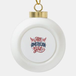 All American Girl Patriotisches Vintage-Vektordesi Keramik Kugel-Ornament