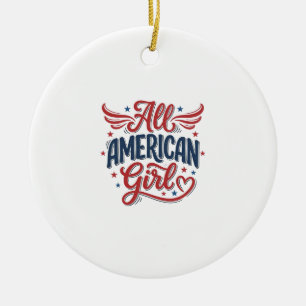 All American Girl Patriotisches Vintage-Vektordesi Keramik Ornament
