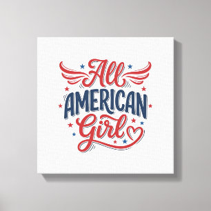 All American Girl Patriotisches Vintage-Vektordesi Leinwanddruck