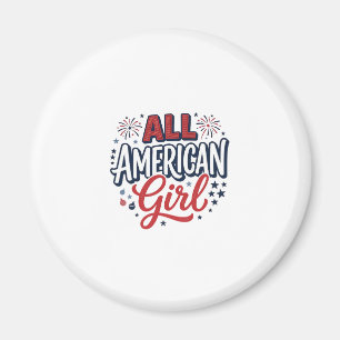 All American Girl Patriotisches Vintage-Vektordesi Magnet