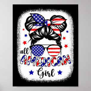 All American Girl USA Flag 4. Juli Frauen Kinder P Poster