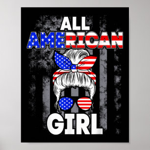 All American Girl USA-Flagge 4. Juli Frauen Kinder Poster