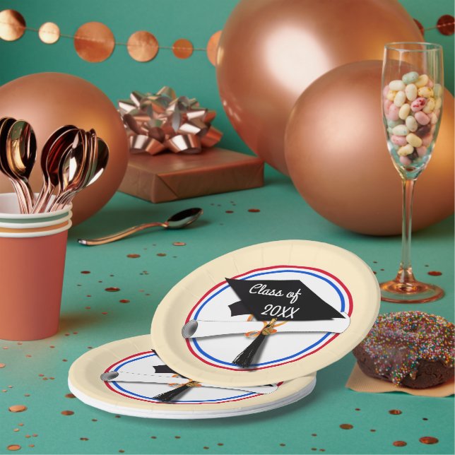 All American Grad - Red White & Blue Pappteller (Multi)