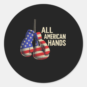 All American Hands Boxhandschuhe – Patriotisches U Runder Aufkleber