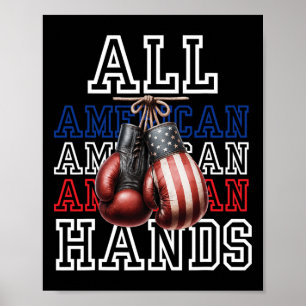 All American Hands Usa Flag Boxhandschuh Tee Poster