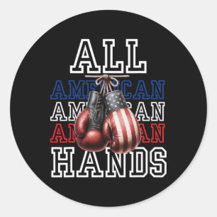 All American Hands Usa Flag Boxhandschuh Tee Runder Aufkleber