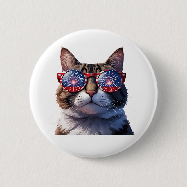 All American Kitty - Patriotic Cat Button (Vorderseite)