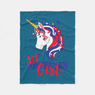 All American Mädchen USA-Flagge 4. Juli Einhorn Fleecedecke