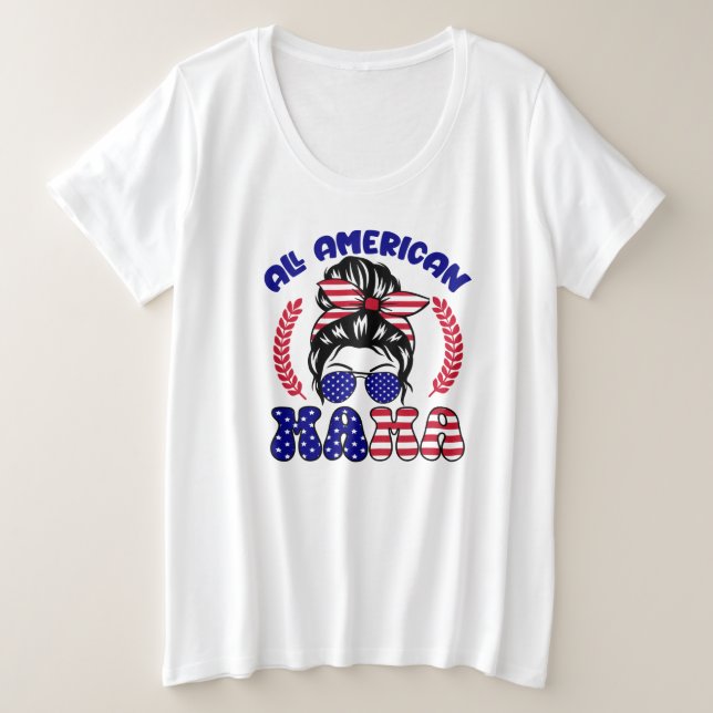 All American Mama Große Größe T-Shirt (Design vorne)