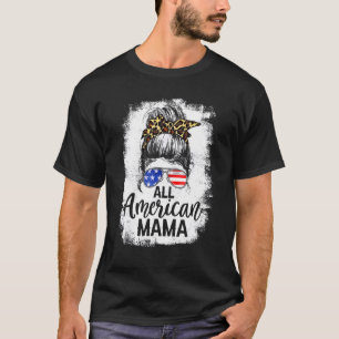 All American Mama Leopard Messy Bun Hair 4. Ju T-Shirt