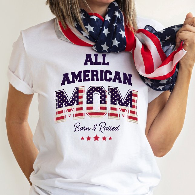 All American Mama Patriotic 4. Juli T-Shirt (Never forget you belong to the land of the free.)