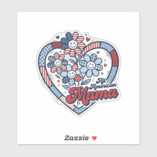 All American Mama Patriotisches Blumen-Shirt-Desig Aufkleber