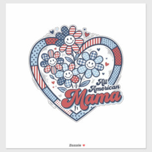All American Mama Patriotisches Blumen-Shirt-Desig Aufkleber