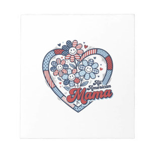 All American Mama Patriotisches Blumen-Shirt-Desig Notizblock