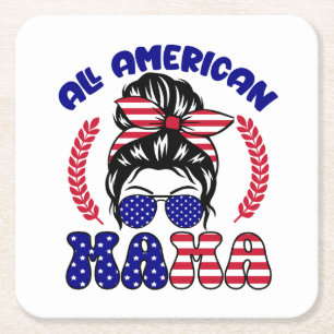 All American Mama Rechteckiger Pappuntersetzer