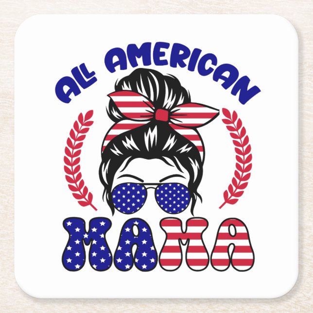 All American Mama Rechteckiger Pappuntersetzer (Vorderseite)