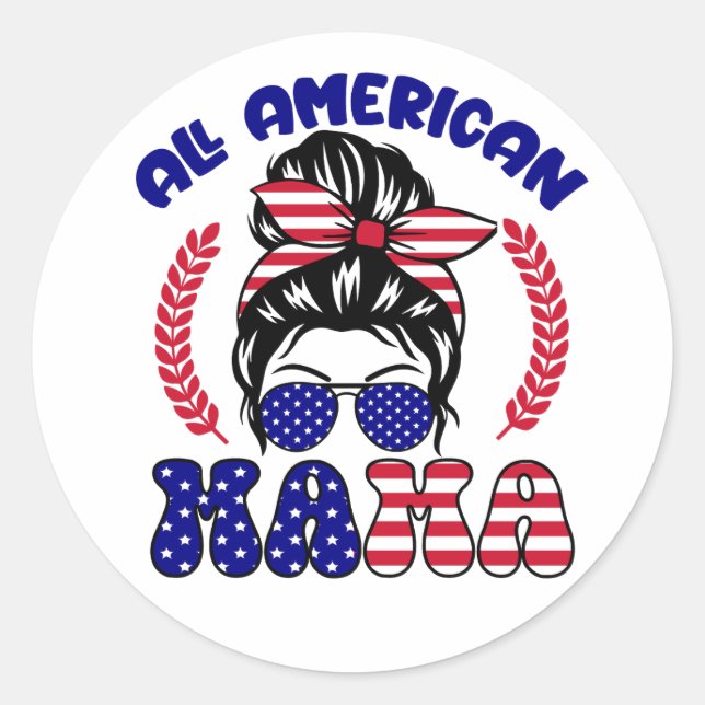 All American Mama Runder Aufkleber (Vorderseite)