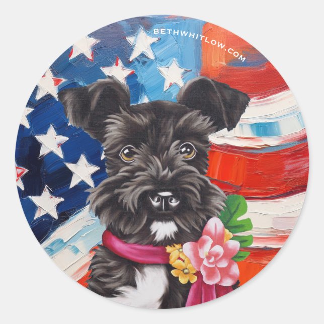 All American Mini Schnauzer Runder Aufkleber (Vorderseite)