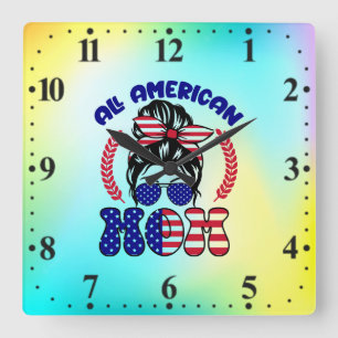 All American Mom-32169 Quadratische Wanduhr