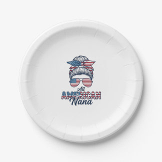 All American Nana Patriotisches Ungeordnetes Bun-V Pappteller