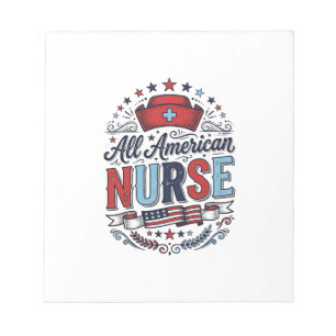 All American Nurse Vintage Patriotisches Shirt Des Notizblock
