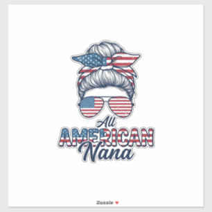 All American Oma Patriotischer Unordentlicher Dutt Aufkleber