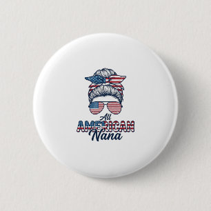 All American Oma Patriotischer Unordentlicher Dutt Button