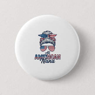 All American Oma Patriotischer Unordentlicher Dutt Button