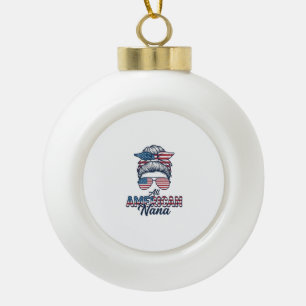 All American Oma Patriotischer Unordentlicher Dutt Keramik Kugel-Ornament