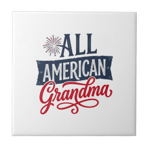 All American Oma patriotisches Feuerwerk Design_1 Fliese