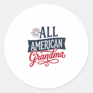 All American Oma patriotisches Feuerwerk Design_1 Runder Aufkleber