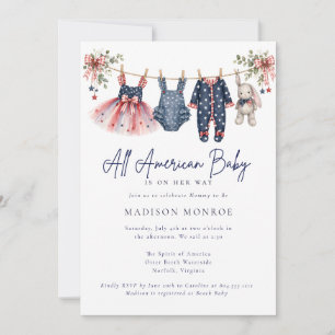 All American Patriotic Wäscheleine Baby Shower Einladung