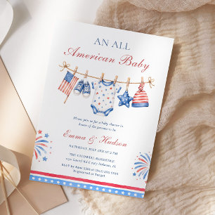 All American Patriotische 4. Juli Baby Shower Einladung