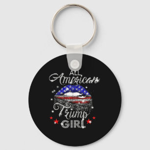 All American Trump Mädchen Mund Diamant Schlüsselanhänger