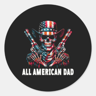 All American Vater Cowboy Runder Aufkleber
