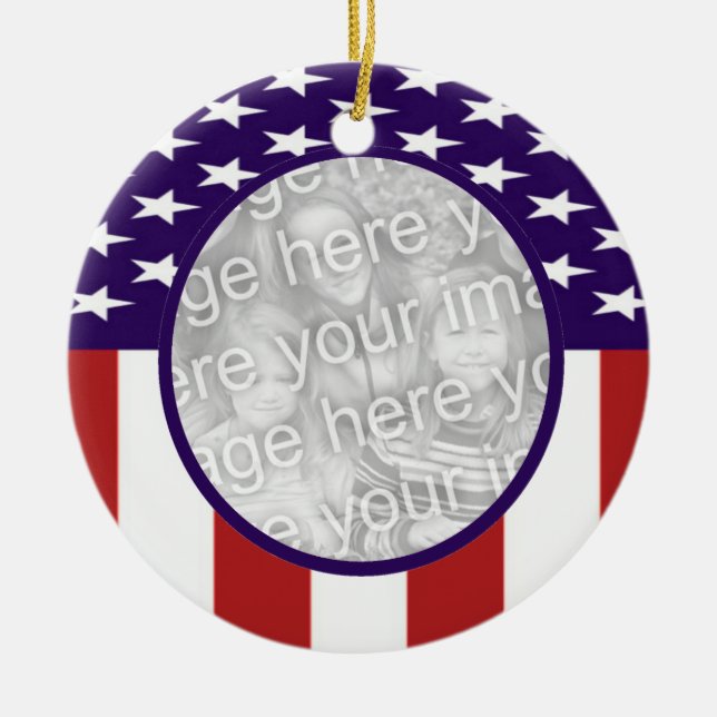 All-Amerikanisches US Flagge-Gewohnheits-Foto Keramikornament (Vorne)