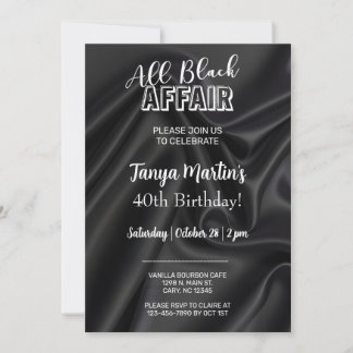 All Black Affair adult woman birthday invitation. Einladung