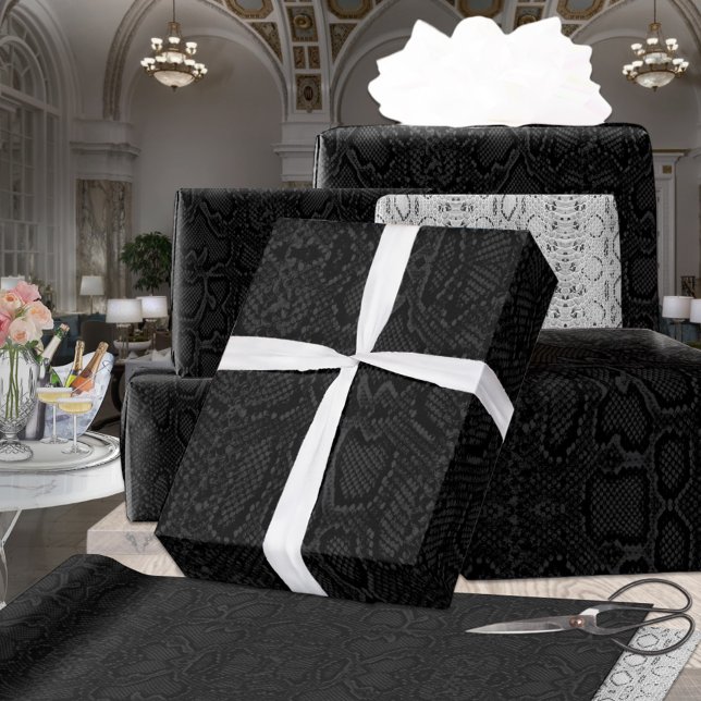 All Black Exotic Python Snakeskin Geschenkpapier (Von Creator hochgeladen)
