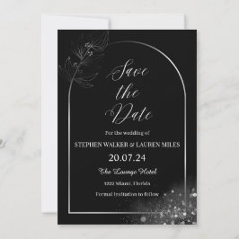All Black Floral Save the Date Wedding Einladung